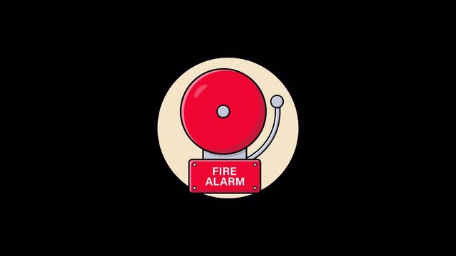 Red Fire Alarm Bell. Emergency Concept Animation Video - Transparent