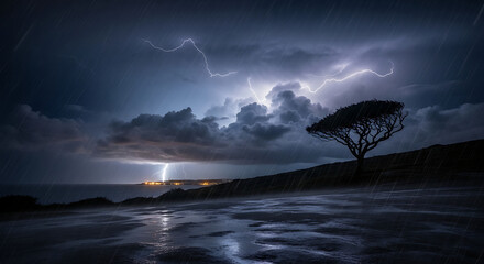 storm over the sea