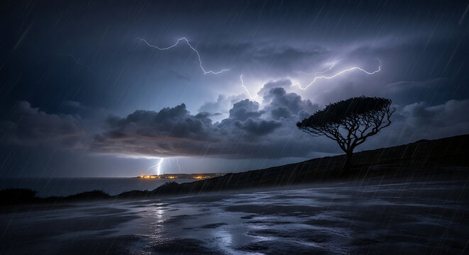 storm over the sea