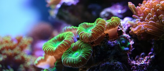 Vibrant coral reef, underwater, close-up, marine life, ocean background, nature photography