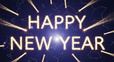 Sparkling Happy New Year Fireworks Celebration Greeting