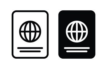 Black and White Passport Icon for Travel and Identification Purposes
