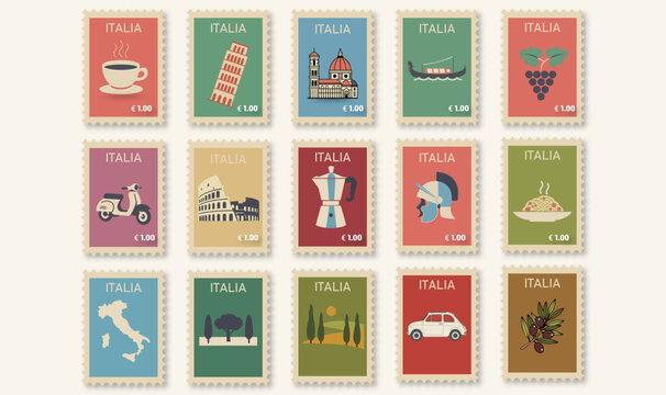 Italy Post Stamps/Italian Themes. Post Stamp Set
