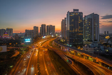 Fototapeta premium April 23, 2025: panoramic view of the eastern gateway of Ho Chi Minh City, Vietnam