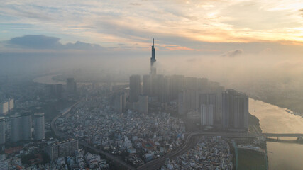 June 14, 2025: panoramic view of Landmark residential area, where there is an 81-storey building, in Binh Thanh district, Ho Chi Minh City