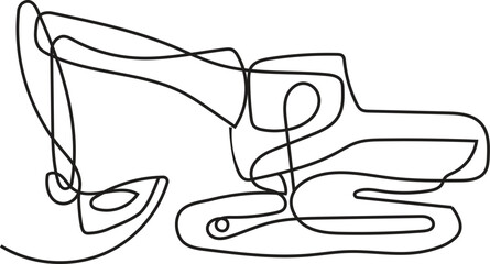 Excavator -  Construction - Continuous Line Art-  One Line Drawing-  Heavy Machinery - Digger, Building -Continuous Line Art of a Construction Excavator