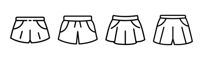 Four styles of skorts featuring pockets and drawstrings for fashion and comfort