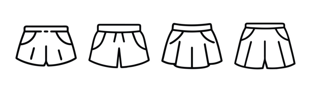 Four styles of skorts featuring pockets and drawstrings for fashion and comfort