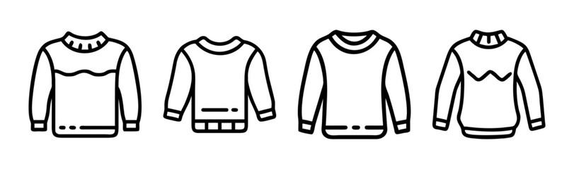 Four different styles of long sleeve sweaters for fashion and style