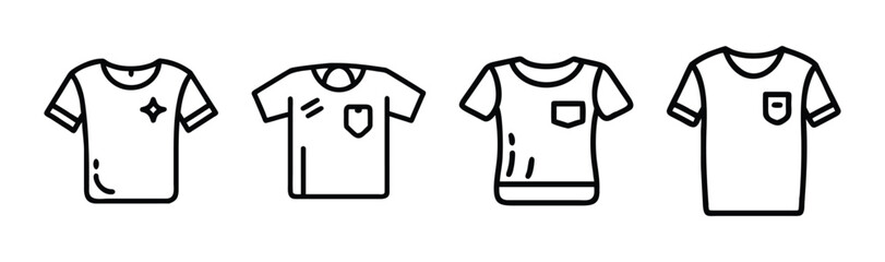 Set of four hand drawn t shirts with pocket detail apparel clothing fashion style