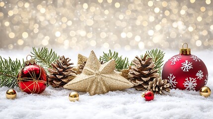 Warm soft holiday background featuring glowing bokeh and delicate golden highlights