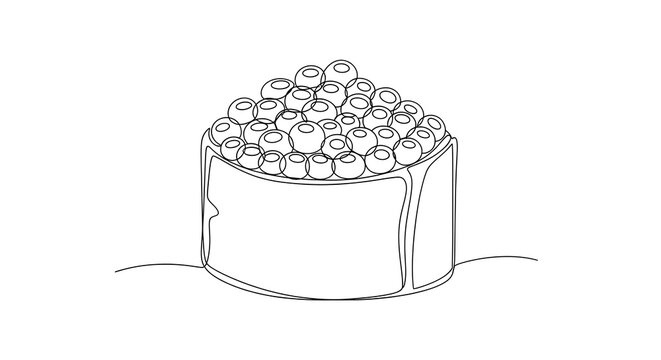 Elegant line art illustration of sushi with roe for restaurant menu designs, minimalist style for modern asian cuisine presentation that's simply delicious - Powered by Adobe