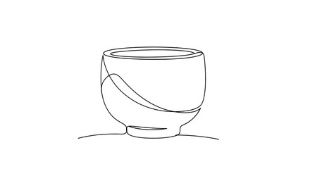 Minimalist line art of a bowl, perfect for adding a touch of modern simplicity to your design project or creating a calming, organic feel