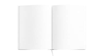 Blank notebook with white pages open, ready for notes or sketches, clean and minimalistic design. Ideal for writing.