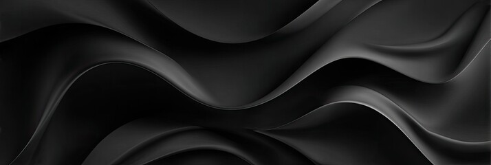 Obraz premium Dark, flowing, abstract waves in shades of black, creating a dynamic and textured background