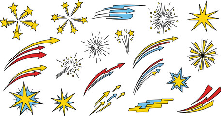 Dynamic starburst and arrow graphic elements Vector