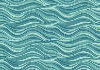 Obraz premium Seamless Wavy Pattern with Teal and Blue Shades, Abstract Water Design