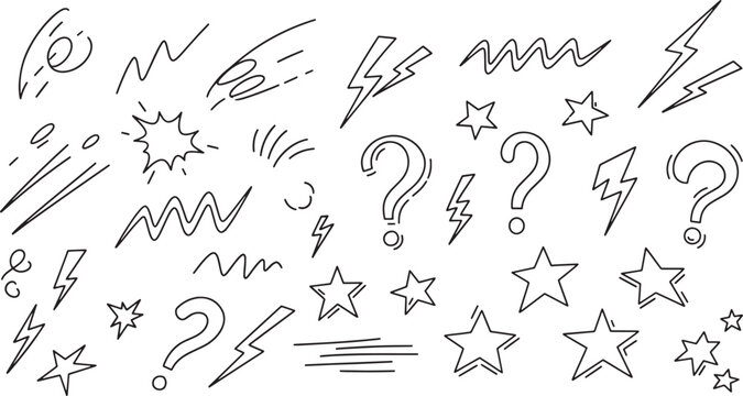 Hand drawn comic doodle elements set Vector