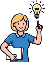 Illustration of a woman with a bright idea