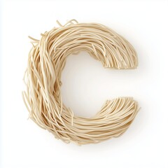 font C shape from noodle pasta for children food simple breakfast, isolated white