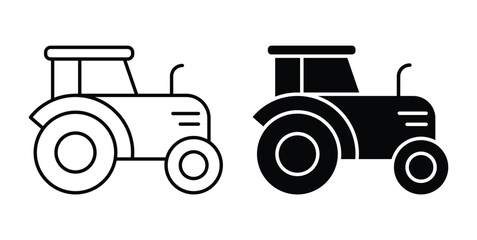 Illustration of Two Simple Tractor Designs in Black and White Styles