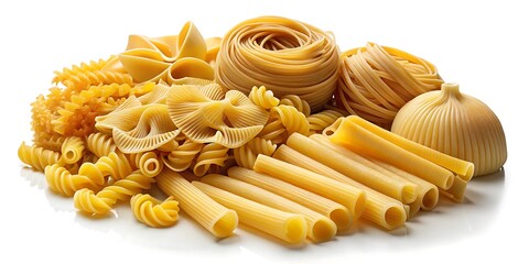 Pile of pasta with different shapes and sizes