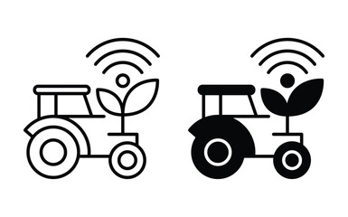 Modern Agricultural Technology Concept with Tractor and Plant Icons