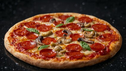 Circular Composition. Red, Brown, and Green on Cream with a Dark Field.