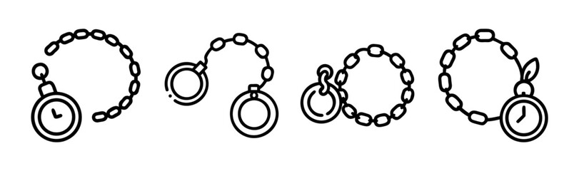 Collection of pocket watch chains icons and symbols vintage timepiece accessories