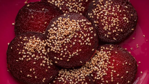 Circular Forms in Crimson and Cream. An Abstract Composition of Textures and Patterns.