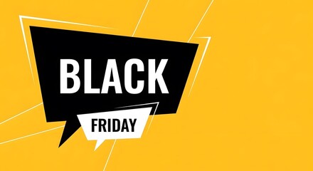 Bold black friday sale announcement with white text on yellow background