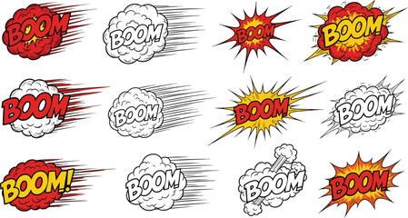Comic book boom sound effects collection Vector
