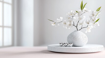 Warm elegant lighting highlighting metallic floral texture and glossy hearts on pink white base