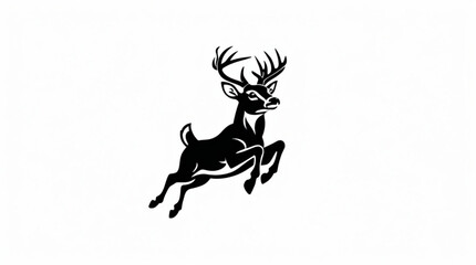 Obraz premium Black and white deer animal silhouette illustration