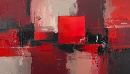 Crimson Echoes, A Dance of Shadows and Light, Abstract Composition in Red and Black.