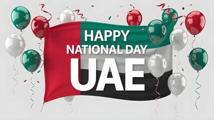 Celebrate UAE National Day with festive balloons and the flag of United Arab Emirates