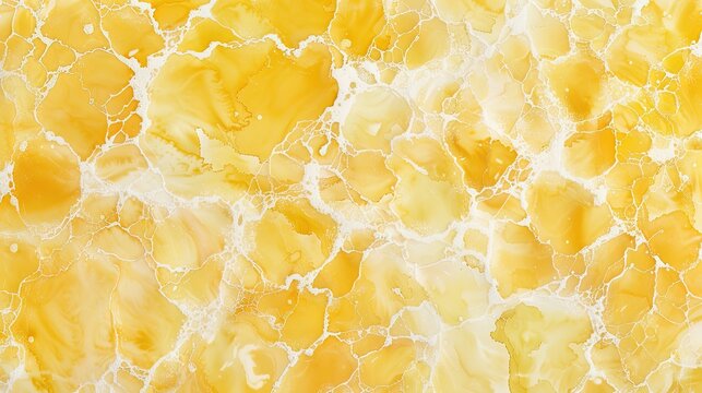 A collection of creative watercolor stains and textures in bright lemon yellow. Some patterns resemble fresh lemon slices, perfect for food, summer, and vibrant design themes.
