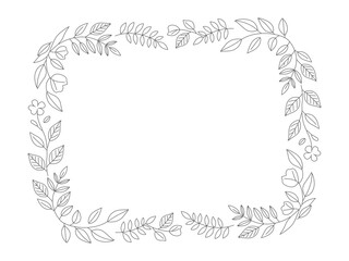 line drawing of floral frame