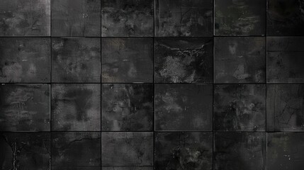 Obraz premium A seamless, dark anthracite square cement tile texture. This realistic 3D wall or floor surface is ideal for industrial, modern, and minimalist architectural visualizations and backgrounds.