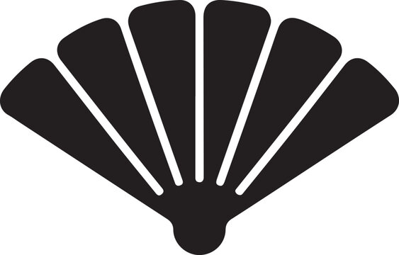 Traditional black folding hand fan vector symbol used for cultural events summer cooling or decorative purposes.