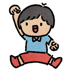 Cartoon illustration of excited young boy 