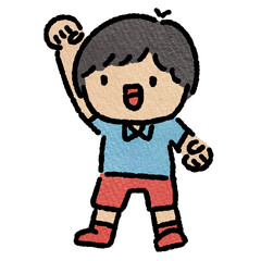 Cartoon illustration of excited young boy 