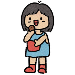 Cartoon illustration of excited young girl 