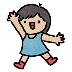 Cartoon illustration of excited young girl 