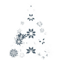 Fototapeta premium Christmas tree made of snowflakes on white background on transparent background