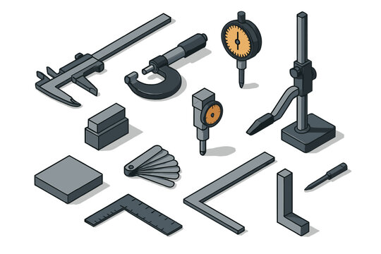 Precision measuring instruments and tools set for engineering and quality control