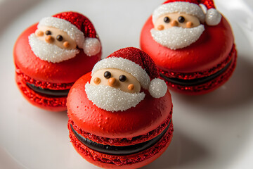 Cute santa macarons with winter celebration theme