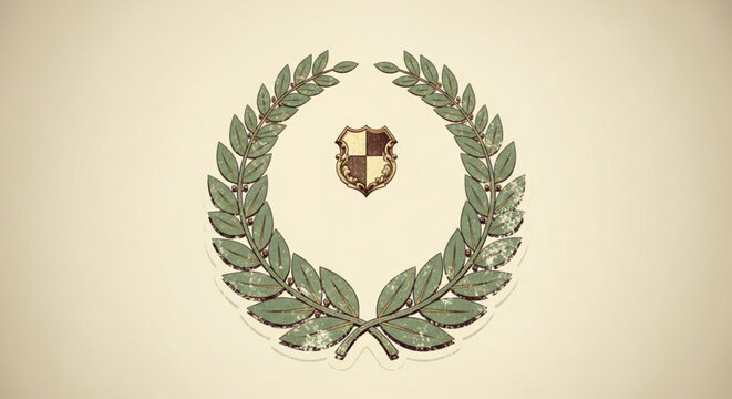 Vintage laurel wreath vector design element with shield for logo badge and certificate design 100