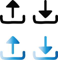 Upload and download icons, arrow upload and download symbols 
