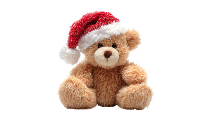 teddy bear with Santa hat isolated on white